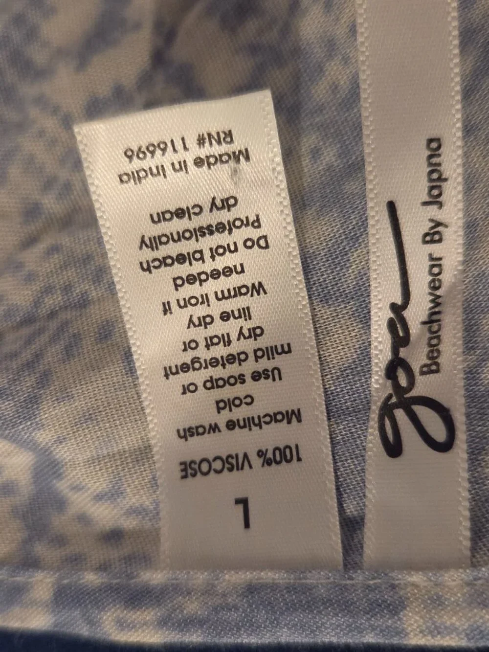 Blue & White Printed Boho Handkerchief Hem Dress Size Large